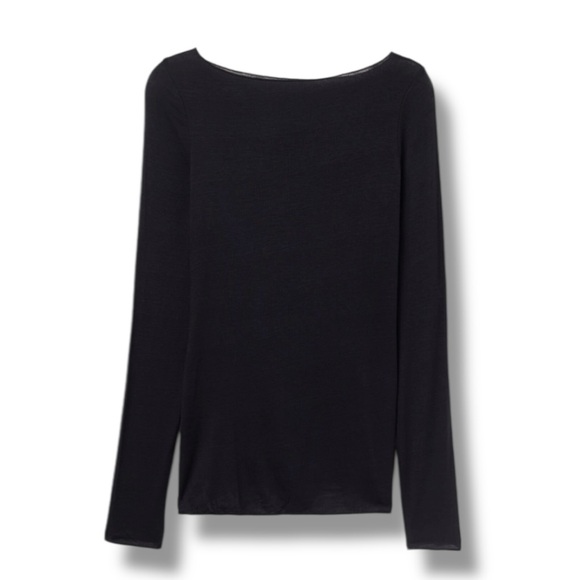 Intimissimi Boat Neck Modal Cashmere Ultralight Top- 019 Black - Picture 1 of 2